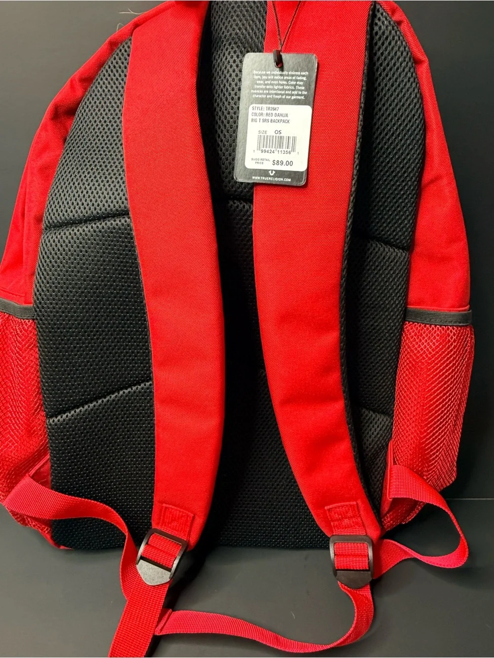 True Religion Big T SRS Backpack Red Dahlia NWT World Tour Distressed TR2847